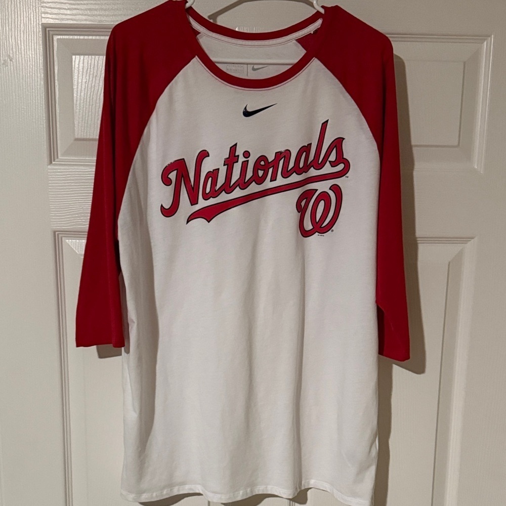 Nike Nationals Red and White Raglan Tee